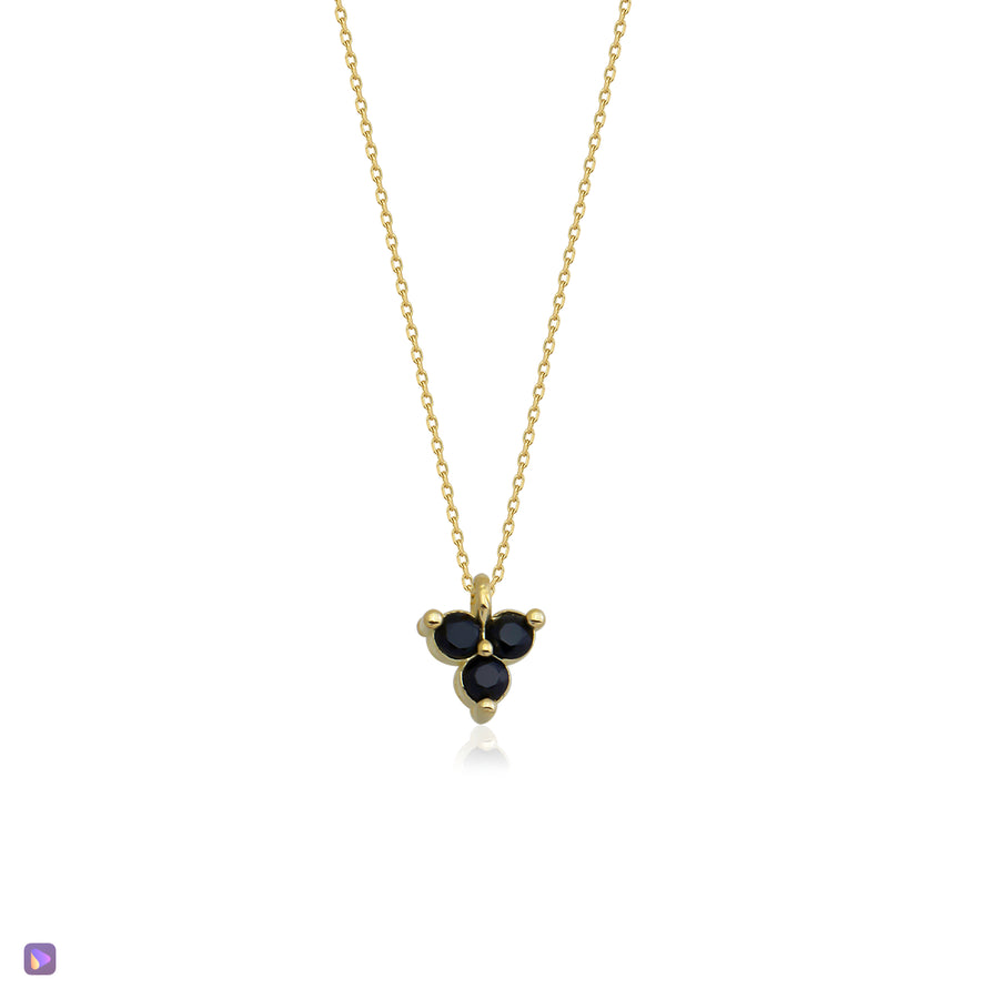 14k Black Tri Crystal Necklace