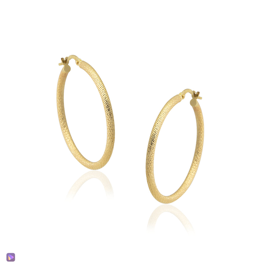 14k Textured Hoops - Large