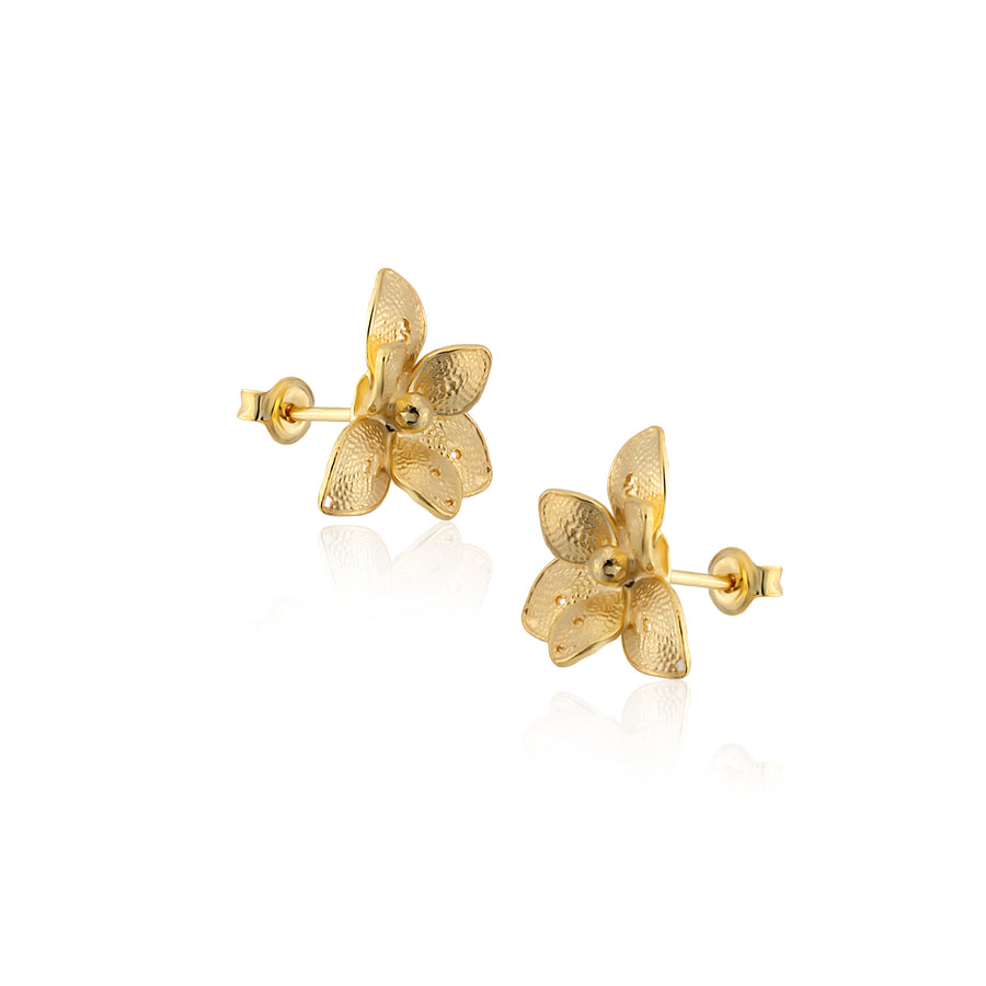 Gold Magnolia Flower Earring