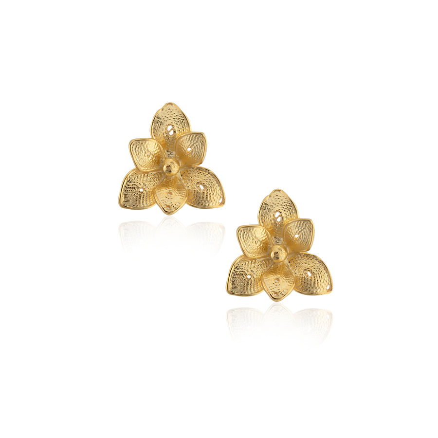 Gold Magnolia Flower Earring