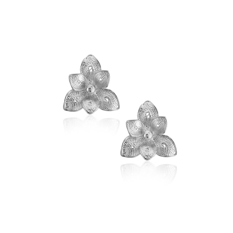 Silver Magnolia Flower Earring