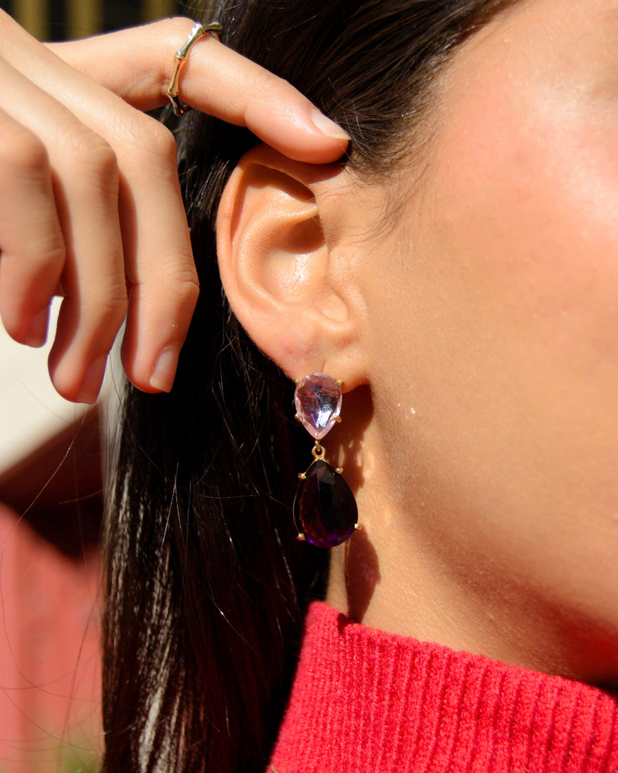 Pink and Plum Crystal Earrings