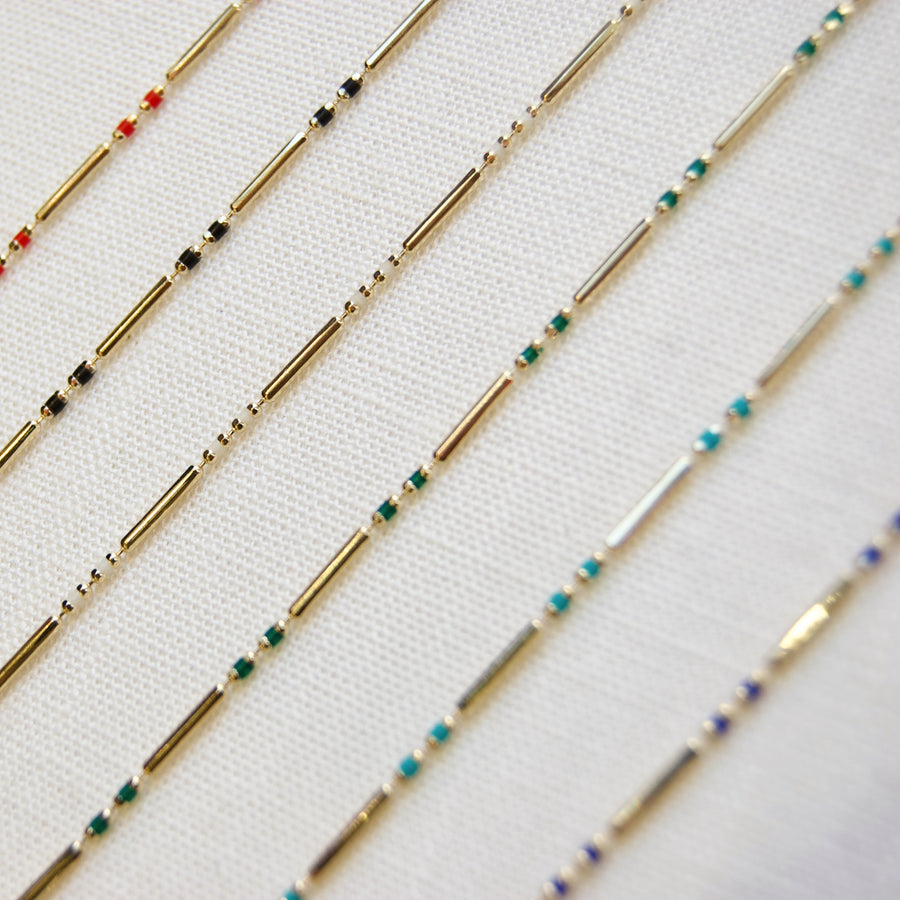 14k Enamel Bead Neckaces