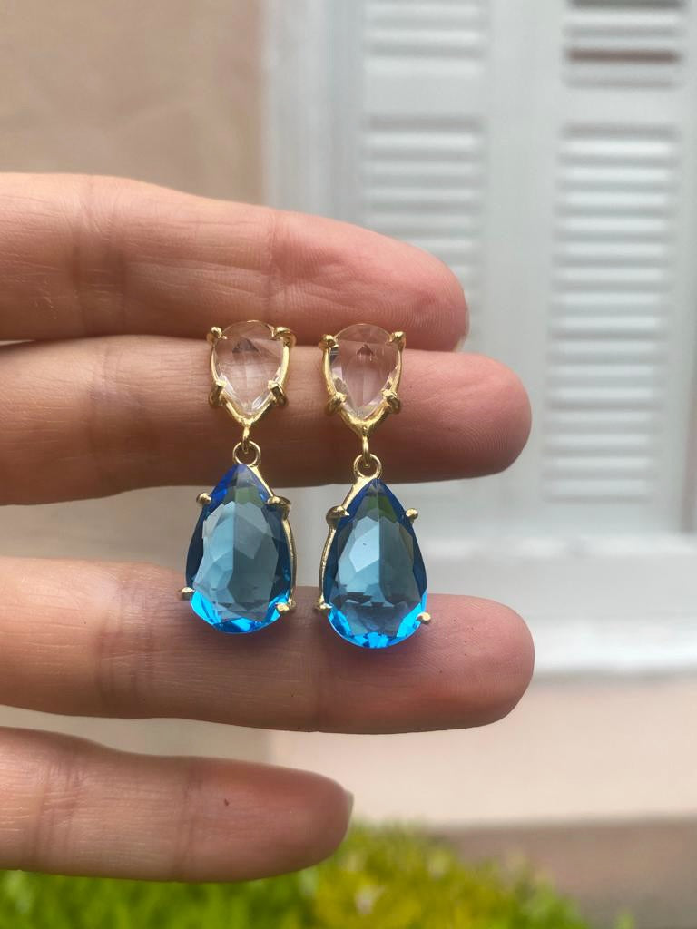 Clear and Blue Crystal Earrings
