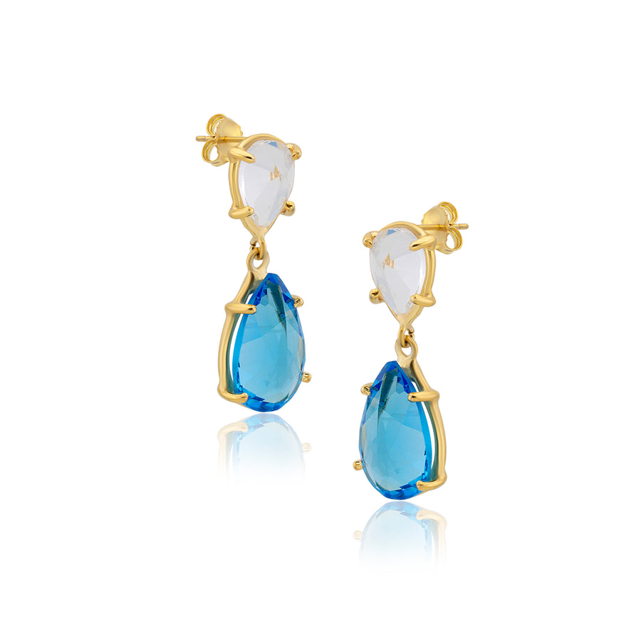 Clear and Blue Crystal Earrings