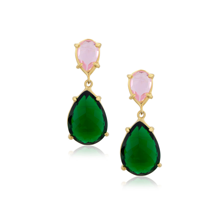 Pink and Green Crystal Earrings