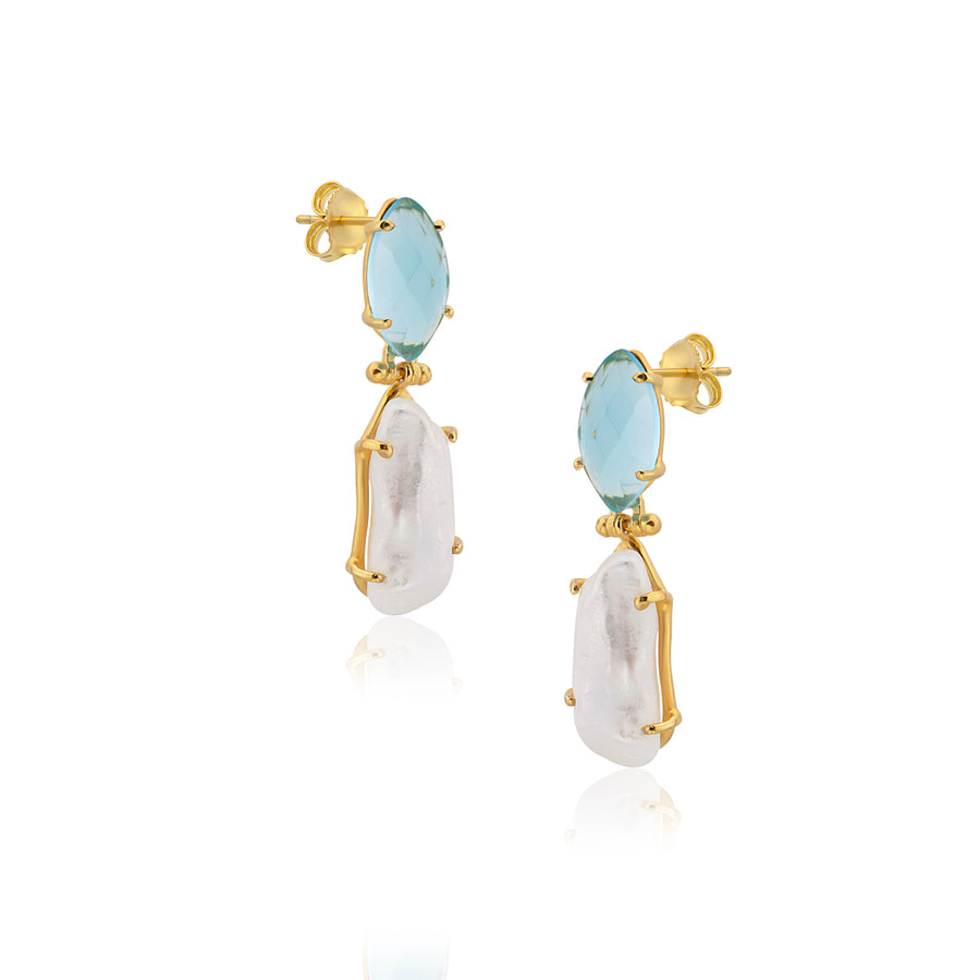 Sullivan's Blue- Crystal and Pearl Earrings