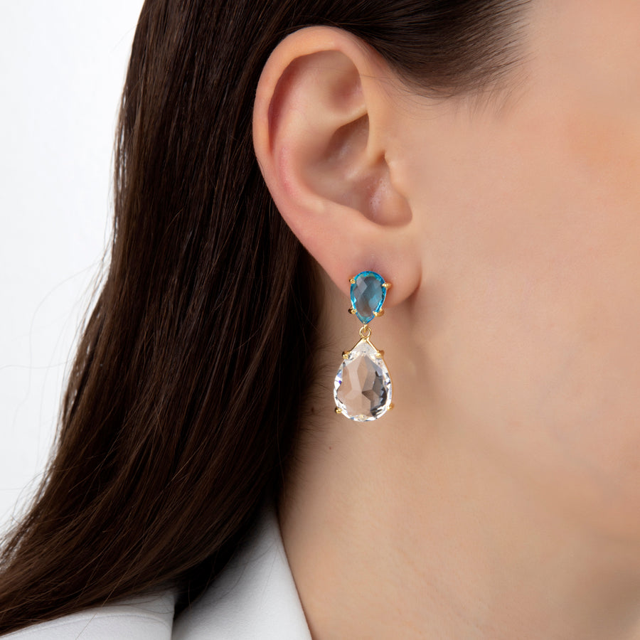 Blue and Clear Crystal Earrings