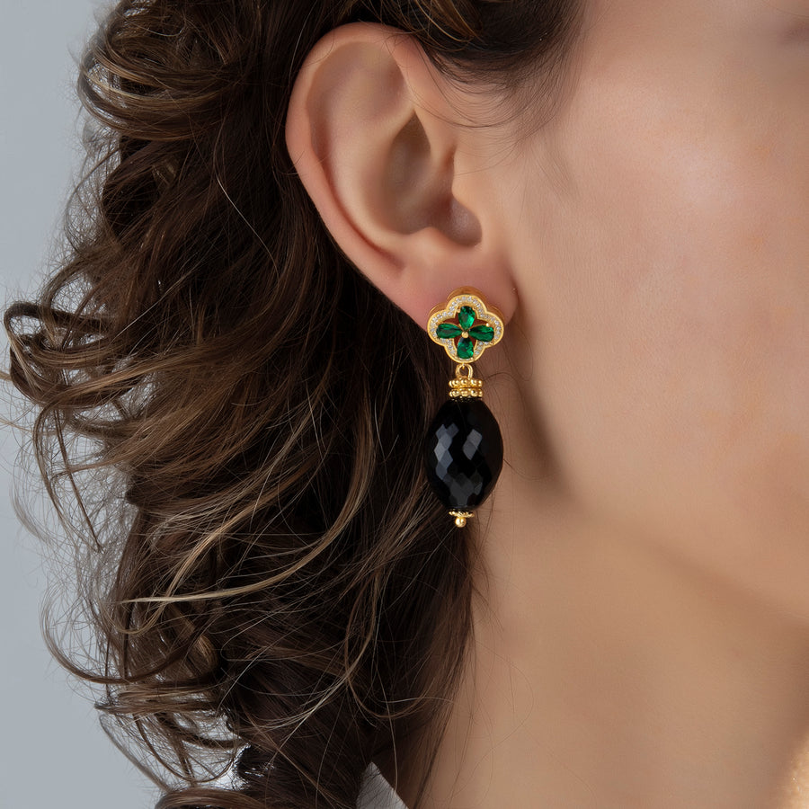 Verona Onyx Earrings (Emerald)