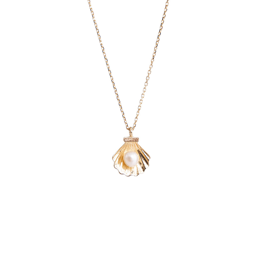 14k Gold Pearl Shell Necklace