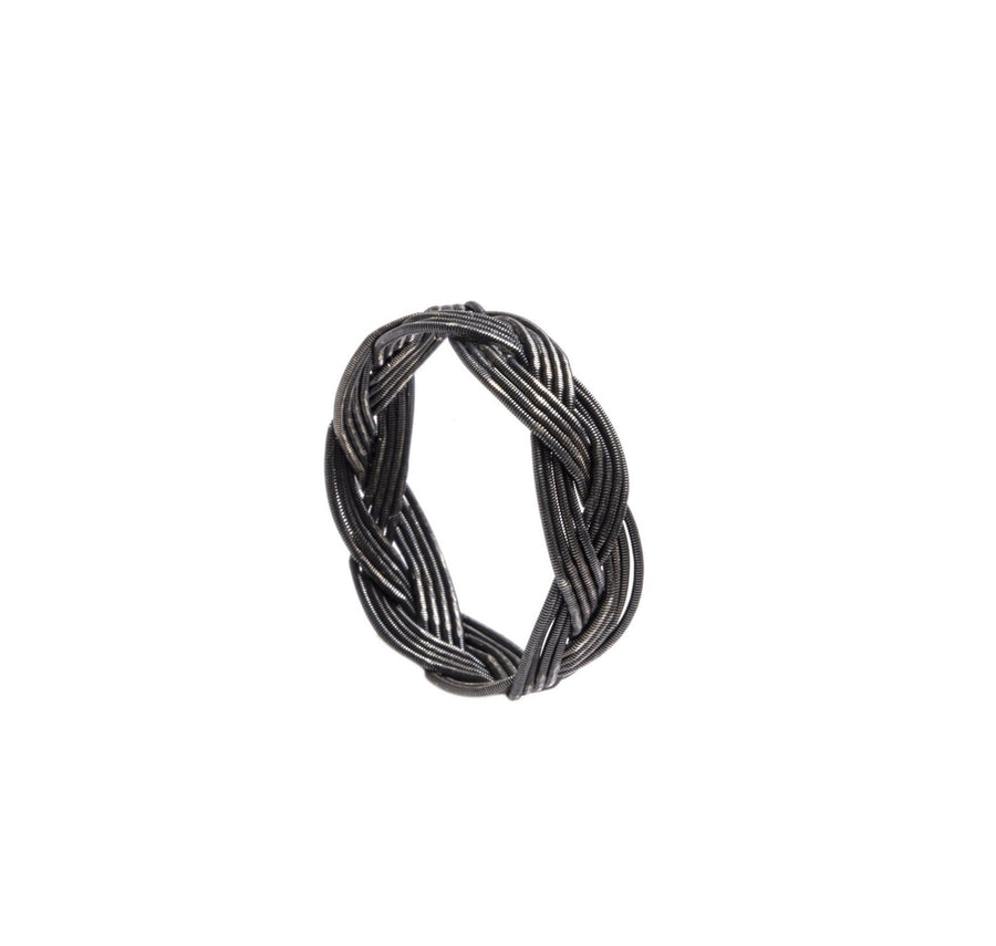 Unisex Woven Silver Ring - Hopa (dark)