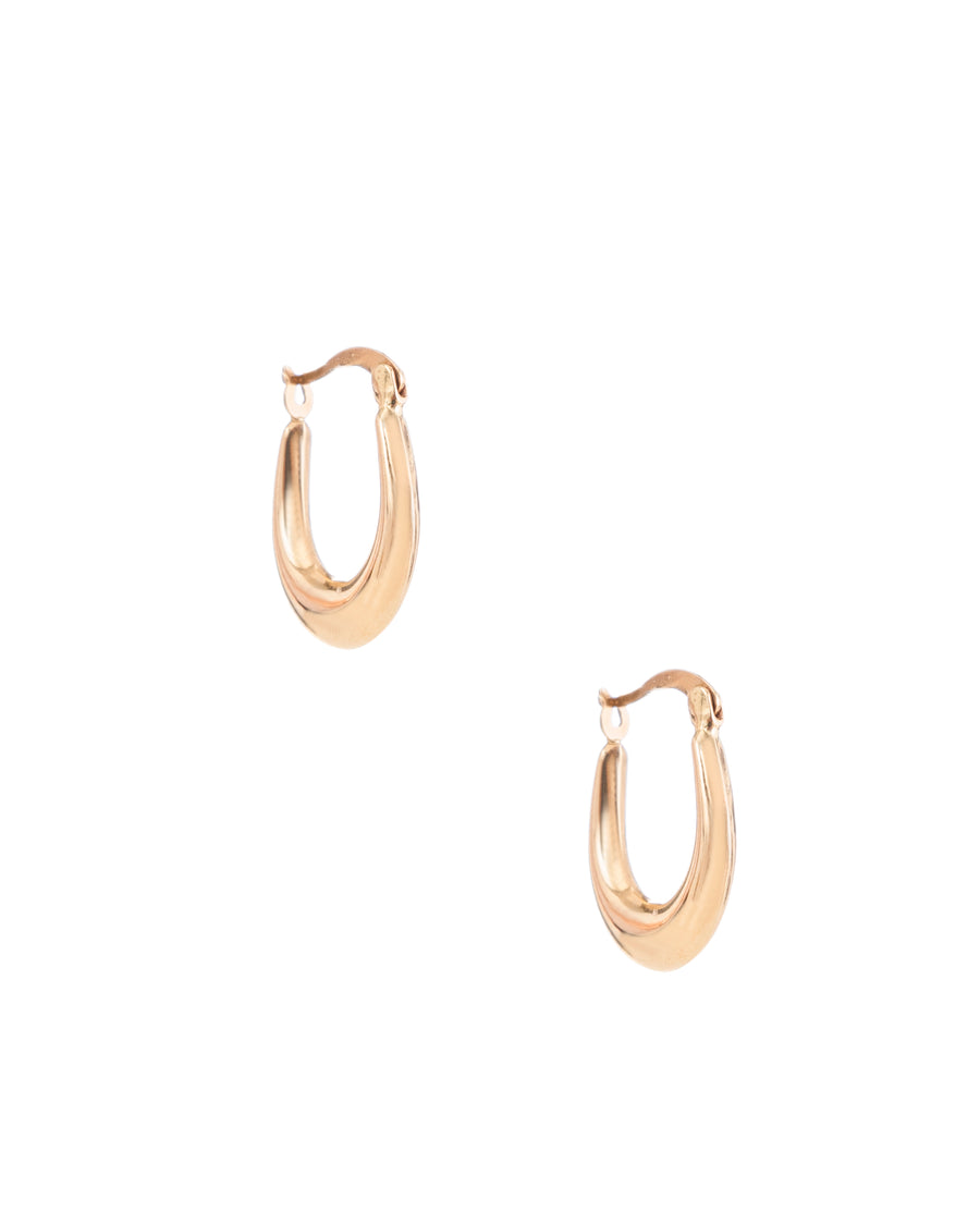 14k Solid Gold Oval Hoops