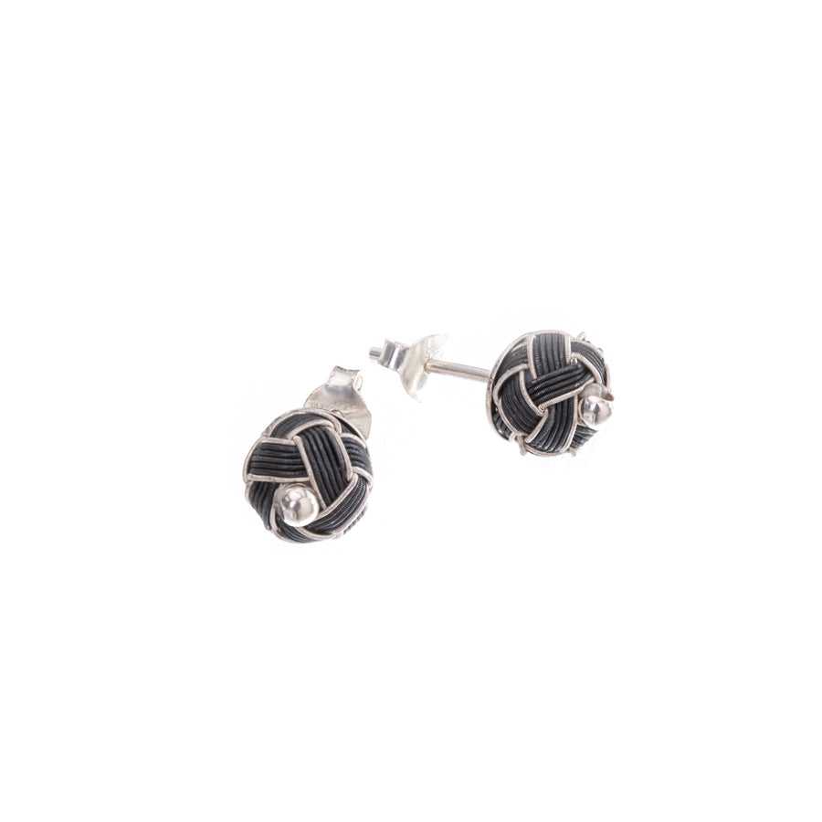 Aydin Woven Silver Studs (Black and White)