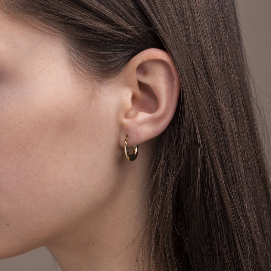 14k Solid Gold Oval Hoops