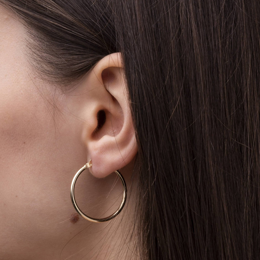 14k Solid Gold Thin Hoops (large)