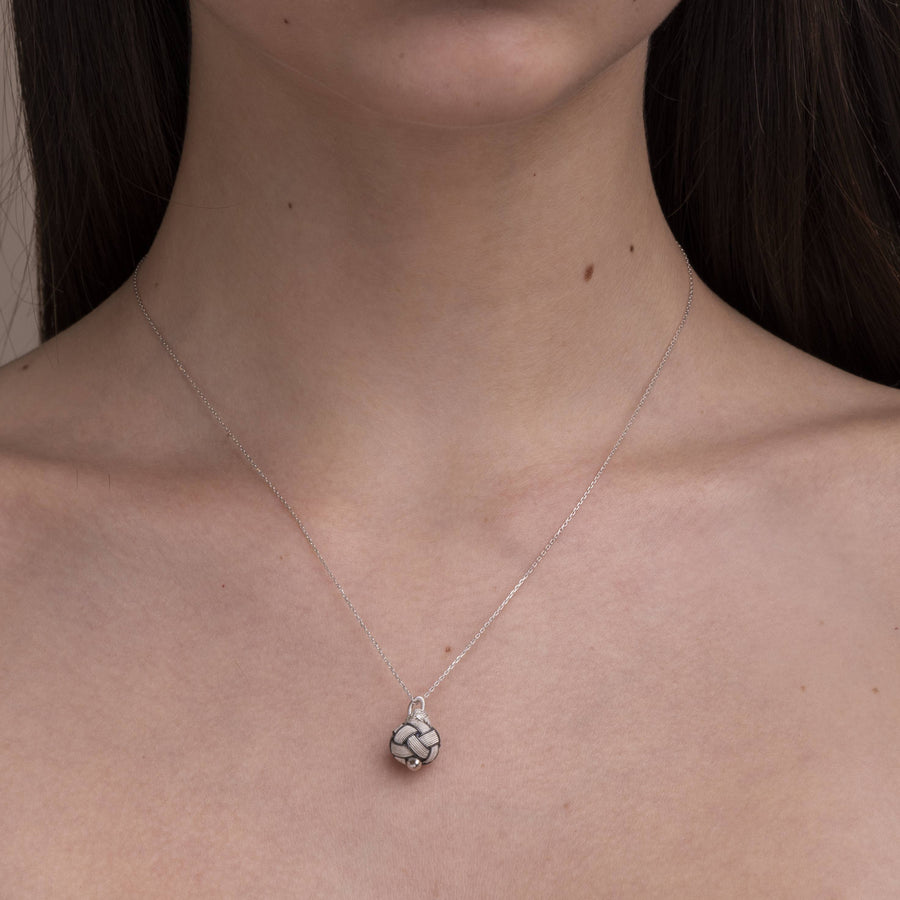 Circassian Woven Silver Necklace (black detail)